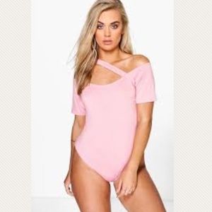 Boohoo Plus US 16 Cross Strap Detail Bodysuit NWD